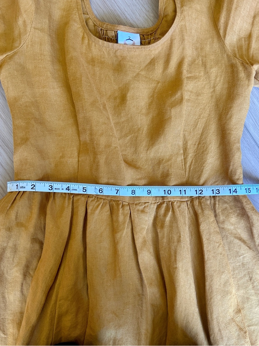 Son de Flor Mustard Linen carmen midi dress - Picture 4 of 6